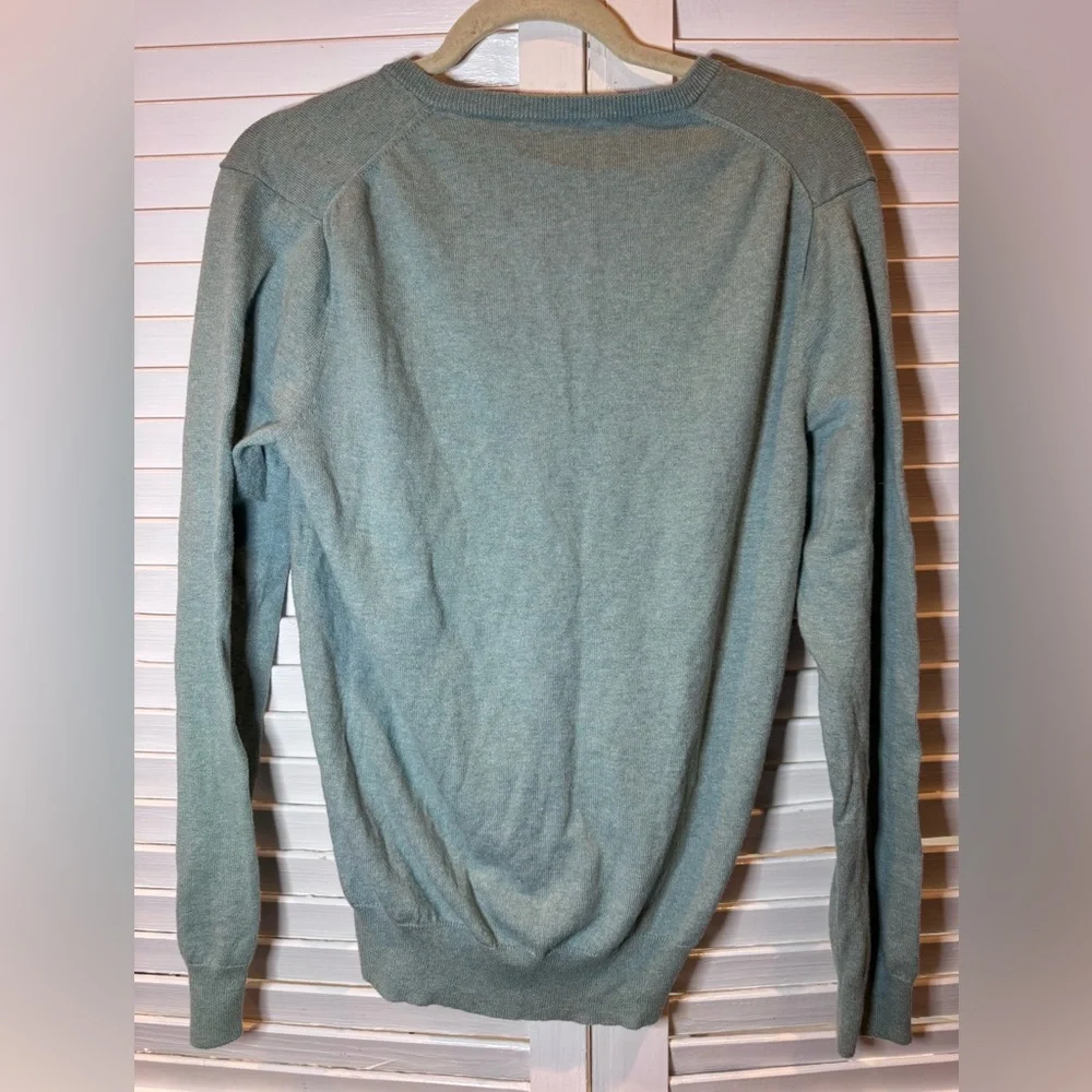 J.Crew V Neck Sweater Men’s Small Green Cotton Merino Wool Blend